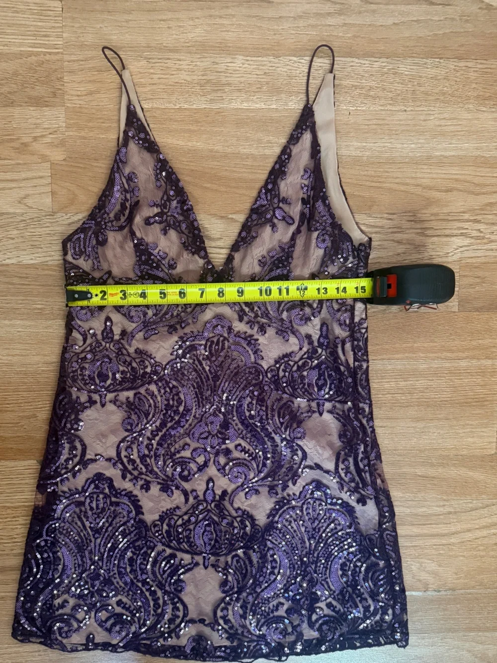 Free People Purple Night Shimmers Sequin Lace Mini Dress